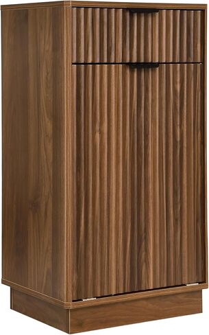 Double Tilt Out Trash Can Cabinet, Hidden Trash Bin with Storage Drawers, Walnut Laundry Hamper Cabinet with Wave-Textured Drawer (Walnut) in Saudi Arabia