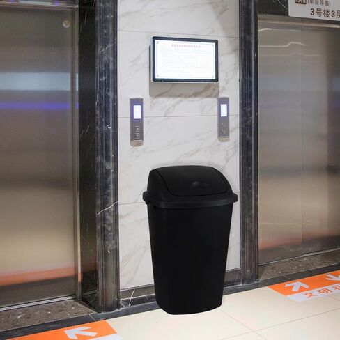 علبة قمامة يورايت 4 عبوات سعة 13 جالون مع غطاء متأرجح، سلة مهملات المطبخ البلاستيكية، أسود in Kuwait