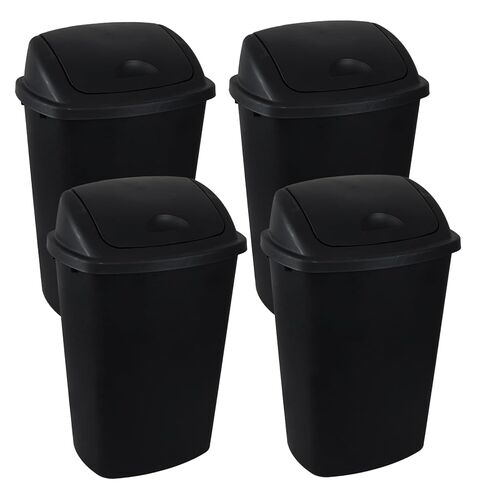 علبة قمامة يورايت 4 عبوات سعة 13 جالون مع غطاء متأرجح، سلة مهملات المطبخ البلاستيكية، أسود in Kuwait