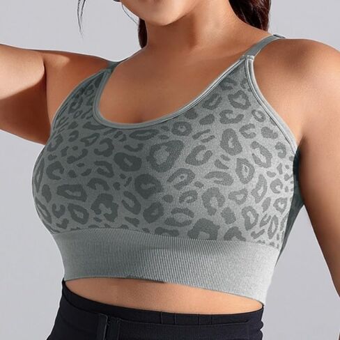حمالة صدر رياضية نسائية مطبوعة على شكل حيوان Racerback أشرطة قابلة للتعديل بدون خياطة وسادات قابلة للإزالة لليوجا والجري والصالة الرياضية والبيلاتيس للاستخدام اليومي in Saudi Arabia