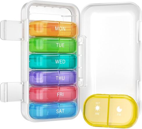 Vikie Weekly Pill Organizer 3 Times a Day with Morn NOON Night Sections, BPA-Free, Portable & Moisture-Proof for Pills, Vitamins, Supplements (3x7 Blue) in Saudi Arabia