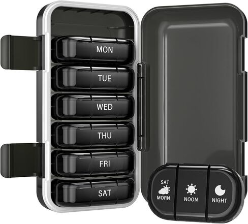 Vikie Weekly Pill Organizer 3 Times a Day with Morn NOON Night Sections, BPA-Free, Portable & Moisture-Proof for Pills, Vitamins, Supplements (3x7 Blue) in Saudi Arabia