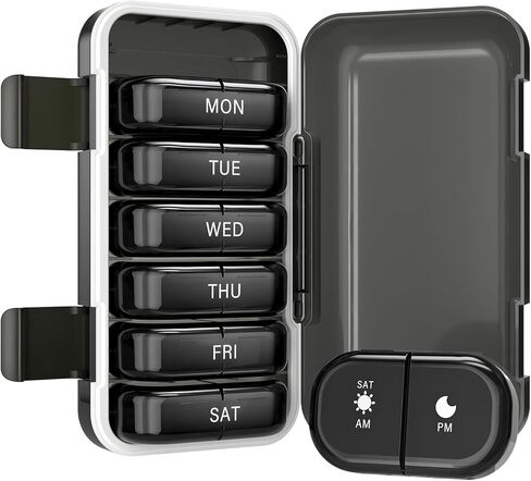Vikie Weekly Pill Organizer 3 Times a Day with Morn NOON Night Sections, BPA-Free, Portable & Moisture-Proof for Pills, Vitamins, Supplements (3x7 Blue) in Saudi Arabia