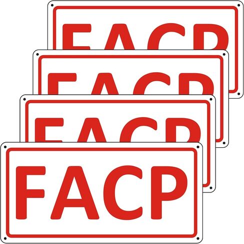 (4 عبوات) لافتات FACP، لافتة FACP معدنية - لوحة تحكم في إنذار الحريق، لافتات FACP مقاس 12 × 6 بوصات لباب الألومنيوم العاكس المقاوم للصدأ المقاوم للطقس وسهل التركيب (أحمر) in Kuwait
