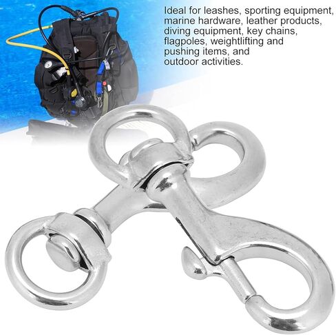 2PCS 80mm Swivel Eye Snap Hook, Stainless Steel Diving Swivel Bolt Snap Clips Spring Hooks Suitable for Diving Pet Leather Keychains in Saudi Arabia