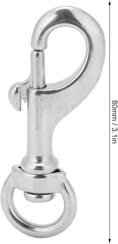 2PCS 80mm Swivel Eye Snap Hook, Stainless Steel Diving Swivel Bolt Snap Clips Spring Hooks Suitable for Diving Pet Leather Keychains in Saudi Arabia