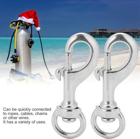 2PCS 80mm Swivel Eye Snap Hook, Stainless Steel Diving Swivel Bolt Snap Clips Spring Hooks Suitable for Diving Pet Leather Keychains in Saudi Arabia