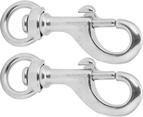 2PCS 80mm Swivel Eye Snap Hook, Stainless Steel Diving Swivel Bolt Snap Clips Spring Hooks Suitable for Diving Pet Leather Keychains in Saudi Arabia