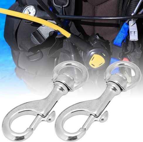2PCS 80mm Swivel Eye Snap Hook, Stainless Steel Diving Swivel Bolt Snap Clips Spring Hooks Suitable for Diving Pet Leather Keychains in Saudi Arabia