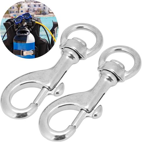 2PCS 80mm Swivel Eye Snap Hook, Stainless Steel Diving Swivel Bolt Snap Clips Spring Hooks Suitable for Diving Pet Leather Keychains in Saudi Arabia