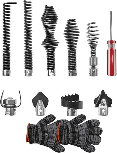 10 قطع من قاطع ثعبان الصرف ومجموعة قطع مثقاب الصرف مع قفاز مناسب لكابل ثعبان الصرف RIDGID C8 62270/قاطع عالي التحمل/مثاقب مناسب لكابلات الصرف المقسمة RIDGID 5/16 بوصة، 3/8 بوصة، 5/8 بوصة in Kuwait