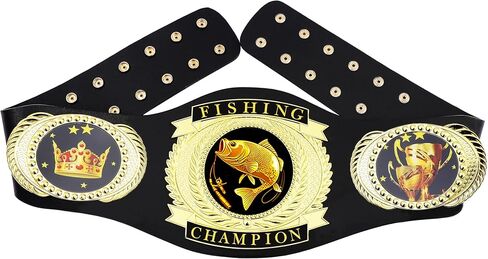 Fishing Championship Belt Adult, Wrestling Belt Real Leather Adult Size Champion Award Trophy Prize Gift… (Fishing belt) in Saudi Arabia