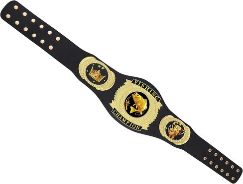 Fishing Championship Belt Adult, Wrestling Belt Real Leather Adult Size Champion Award Trophy Prize Gift… (Fishing belt) in Saudi Arabia