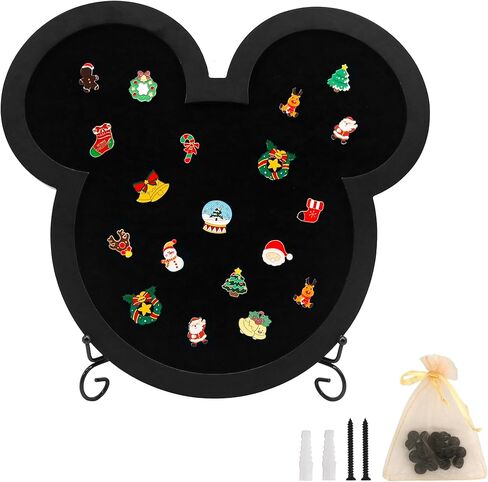 FramePro Pin Display Case Frame with Stand Easel, 13x14 Black Brooch Collection Holder in Cute Mouse Shaped with Black Velvet Mat in Kuwait