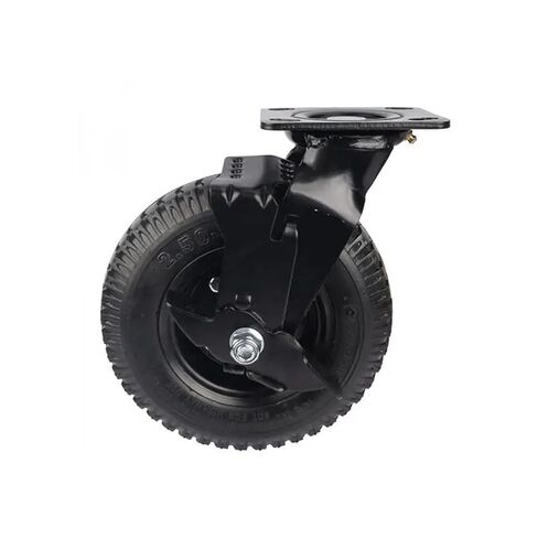 1 piece Factory Heavy Duty 8 inch Pneumatic Rubber Wheel Side Brake air Hotel Luggage Trolley Caster in Saudi Arabia