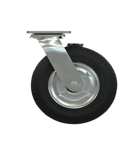 1 piece Heavy Duty 8 inch Inflatable Rubber casters with Brakes Hotel Service Garage Entrance Trolley Luggage Trolley Wheels in Saudi Arabia