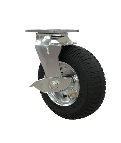 1 piece Heavy Duty 8 inch Inflatable Rubber casters with Brakes Hotel Service Garage Entrance Trolley Luggage Trolley Wheels in Saudi Arabia