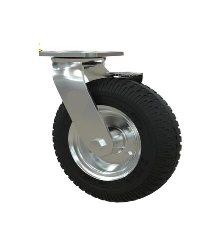 1 piece Heavy Duty 8 inch Inflatable Rubber casters with Brakes Hotel Service Garage Entrance Trolley Luggage Trolley Wheels in Saudi Arabia