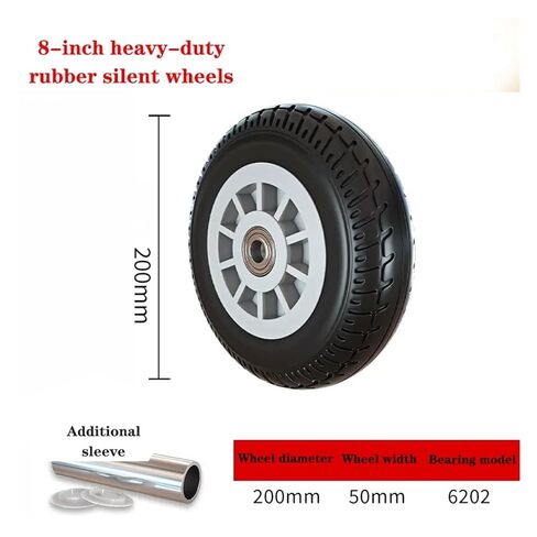 1 Pack 8 Inch Swivel Wheel Heavy Duty Caster Silent Solid Rubber 468pp Plastic Industry in Saudi Arabia