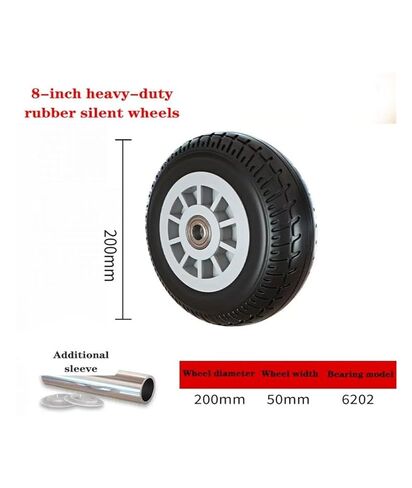 1 Pack 8 Inch Swivel Wheel Heavy Duty Caster Silent Solid Rubber 468pp Plastic Industry in Saudi Arabia