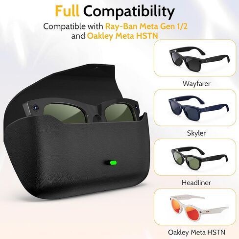 حافظة نظارات شحن مغناطيسية متوافقة مع نظارات Ray-Ban Meta الذكية (الجيل 1/2)، شاحن بنك الطاقة المحمول بقدرة 3000 مللي أمبير في الساعة لنظارات RayBan Meta Wayfarer وSkyler وHeadliner وOakley Meta HSTN in Kuwait