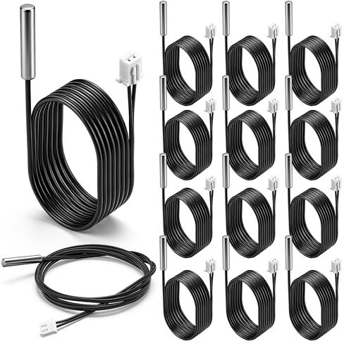 Copkim 12 Pcs 10k 3950 Temperature Sensor Probe 1 M Waterproof 10k Thermistor Digital Temperature Transmitter Extension Cable Stainless Steel Ntc Thermistor Sensor Probe in Saudi Arabia