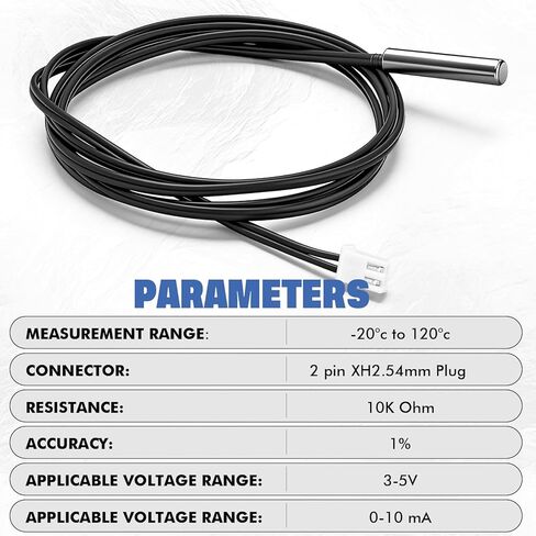 Copkim 12 Pcs 10k 3950 Temperature Sensor Probe 1 M Waterproof 10k Thermistor Digital Temperature Transmitter Extension Cable Stainless Steel Ntc Thermistor Sensor Probe in Saudi Arabia