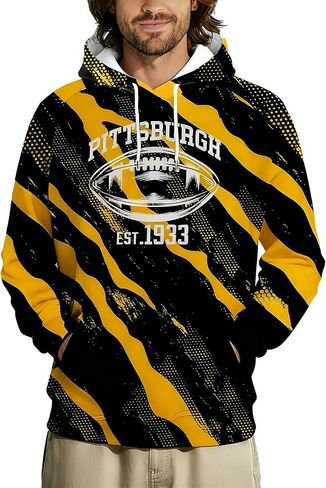 Mens Athletic City Letter Printed Football Sport Fans Hoodie Graphic Classic Sweatshirt in Saudi Arabia