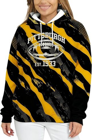 Mens Athletic City Letter Printed Football Sport Fans Hoodie Graphic Classic Sweatshirt in Saudi Arabia