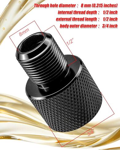 Threaded Adapter Female 1/2-20 UNEF To 1/2-28 UNF Male, for Pipe Fittings Mechanical Partsm, Aluminum Alloy Black in Saudi Arabia