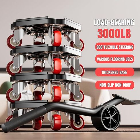 Furniture Lifter Maximum Load 3000 LBS, Heavy Duty Furniture Movers with 4 Wheels, Furniture Dolly with 360° Rotatable Rubber Universal Wheels for Move Furniture, Equipment in Saudi Arabia