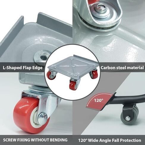 محركات أثاث شديدة التحمل بعجلات دوللي 5 عجلات، مجموعة أدوات تحريك الرافعة منزلقات بتصنيف 360 درجة، سعة تحميل 1322 رطل/560 كجم، مجموعة أدوات رفع الأثاث للأريكة والثلاجة والغسالة فضية in Kuwait