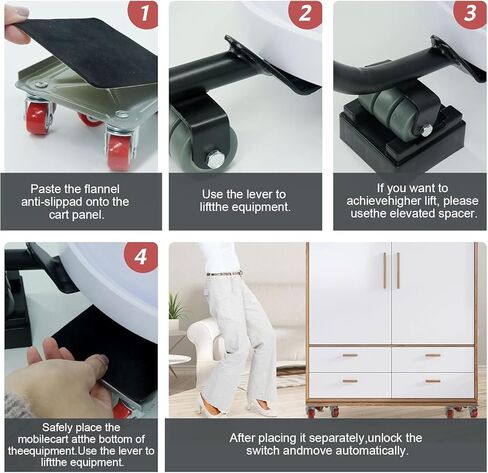 محركات أثاث شديدة التحمل بعجلات دوللي 5 عجلات، مجموعة أدوات تحريك الرافعة منزلقات بتصنيف 360 درجة، سعة تحميل 1322 رطل/560 كجم، مجموعة أدوات رفع الأثاث للأريكة والثلاجة والغسالة فضية in Kuwait