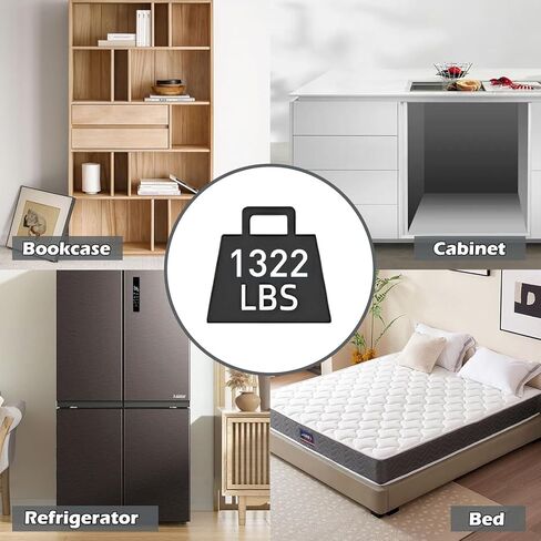 محركات أثاث شديدة التحمل بعجلات دوللي 5 عجلات، مجموعة أدوات تحريك الرافعة منزلقات بتصنيف 360 درجة، سعة تحميل 1322 رطل/560 كجم، مجموعة أدوات رفع الأثاث للأريكة والثلاجة والغسالة فضية in Kuwait