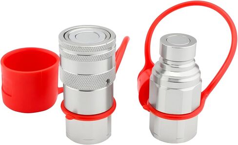 قارنات هيدروليكية انزلاقية التوجيه 3/4 بوصة NPT مع أغطية غبار ذات وجه مسطح هيدروليكي سريع التوصيل، تصنيف 5076 رطل لكل بوصة مربعة، 3/4 سنون NPT و1/2 جسم in Kuwait