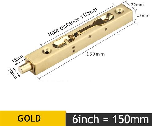 4 6 8 10 Inch Stainless Steel Hidden Door Bolt Security Guard Door Latch Sliding Door Lock Bathroom Bolt Proof 1Pcs (Color : Gold 10inch) in Saudi Arabia
