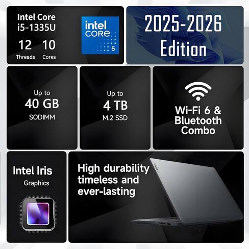 Lenovo IdeaPad 15.6" Touchscreen Business Laptop, Microsoft Office Included, Intel Core i5-1335U 10-core Processor(Beats i7-1255U), 40GB RAM, 1TB SSD, IPS Touch Display, Windows 11 Home, WOWPC USB in Saudi Arabia