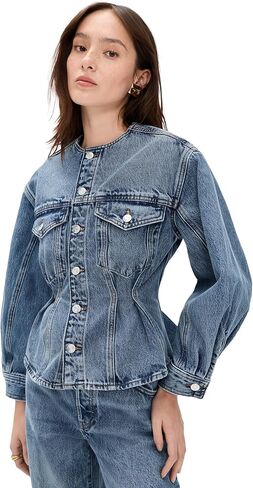 FRAME Women's The Nipped Collarless Denim Jacket in Saudi Arabia