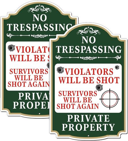 لن يتم إطلاق النار على المخالفين للتعدي على ممتلكات الغير، 2 حزمة، 12 × 8 بوصة علامة تحذير ملكية خاصة من الألومنيوم خالية من الصدأ، محمية من الأشعة فوق البنفسجية، مقاومة للبهتان in Kuwait