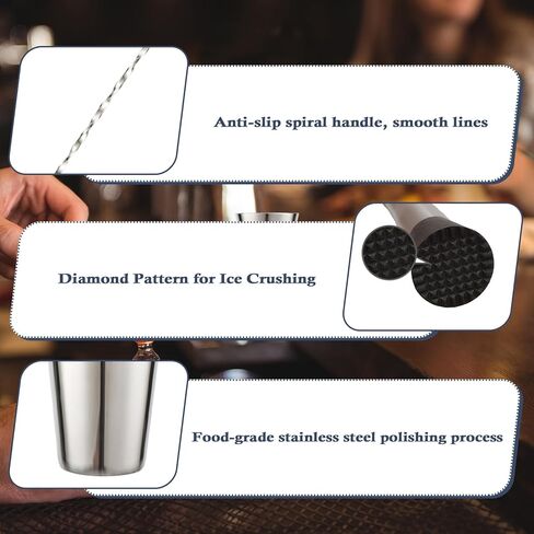 مجموعة أدوات البار المكونة من 13 قطعة - مجموعة أدوات هزاز الكوكتيل بوسطن مع طين ومصفاة وجيجر وملعقة - ملحقات بار المنزل وخلاط مشروبات هدية للبارتيزي والتدفئة المنزلية وديكور عربة البار in Kuwait