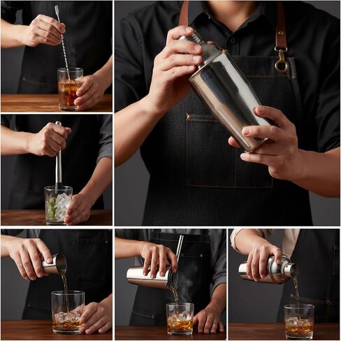 مجموعة أدوات البار المكونة من 13 قطعة - مجموعة أدوات هزاز الكوكتيل بوسطن مع طين ومصفاة وجيجر وملعقة - ملحقات بار المنزل وخلاط مشروبات هدية للبارتيزي والتدفئة المنزلية وديكور عربة البار in Kuwait