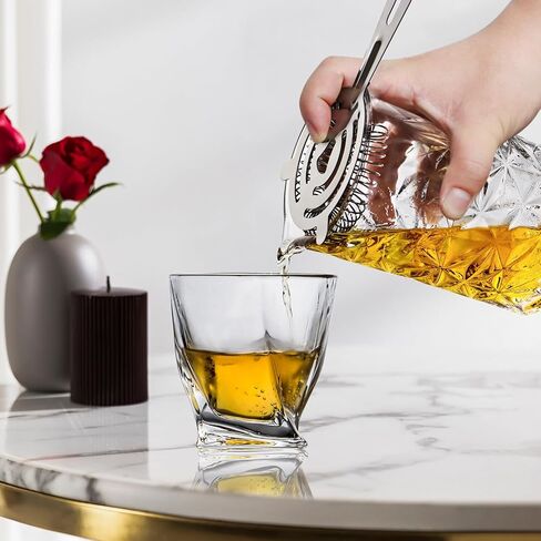 Cocktail Mixing Glass with Strainer Set, 24 oz Crystal Stirring Glass with 304 Stainless Steel Strainer, Elegant and Professional Barware Tools, Bartender Gifts for Men, Housewarming Gift in Saudi Arabia