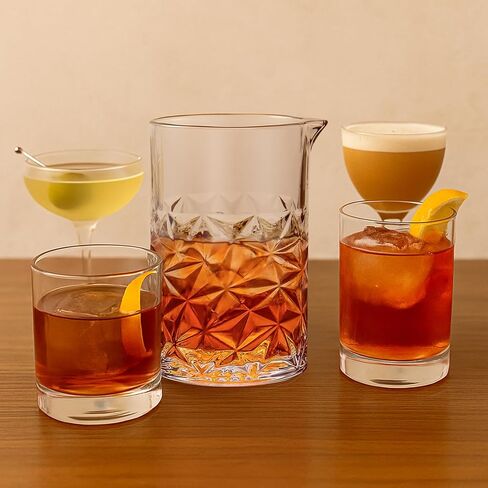 Cocktail Mixing Glass with Strainer Set, 24 oz Crystal Stirring Glass with 304 Stainless Steel Strainer, Elegant and Professional Barware Tools, Bartender Gifts for Men, Housewarming Gift in Saudi Arabia