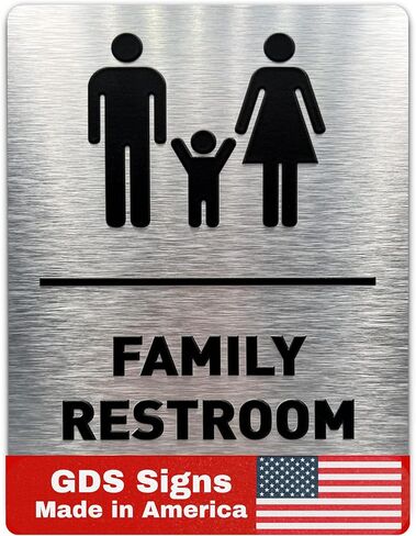 لافتة حمام للجنسين/الكرسي المتحرك من GDS - متوافقة مع ADA، يمكن الوصول إليها بواسطة الكراسي المتحركة، أيقونات مرتفعة، وطريقة برايل من الدرجة الثانية - تتضمن شرائط لاصقة لسهولة التركيب - لافتات الحمام للأعمال التجارية، ولافتة الحمام، ولافتات الحمام للأعمال in Kuwait