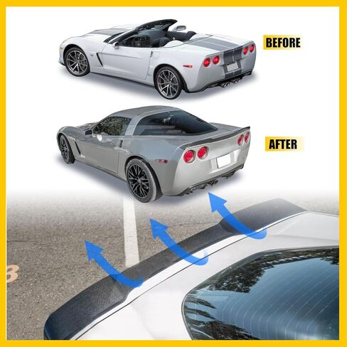 Rear Spoiler Wing Compatible with 2005-2013 Chevy Chevrolet Corvette C6 ZR1 H Style Rear Trunk Lid Wing Spoiler (Carbon Fiber) in Kuwait
