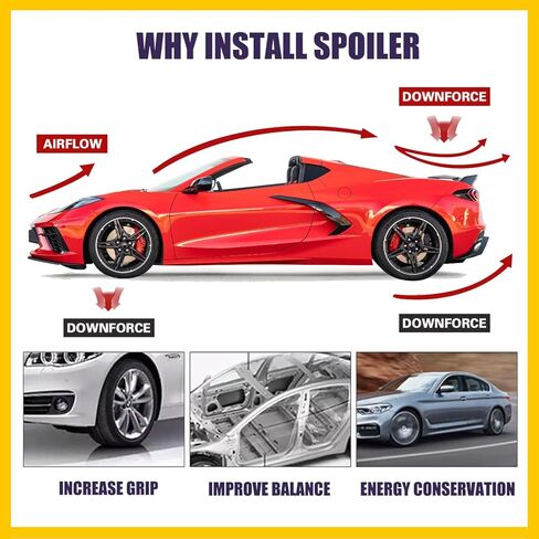 Rear Spoiler Wing Compatible with 2005-2013 Chevy Chevrolet Corvette C6 ZR1 H Style Rear Trunk Lid Wing Spoiler (Carbon Fiber) in Kuwait