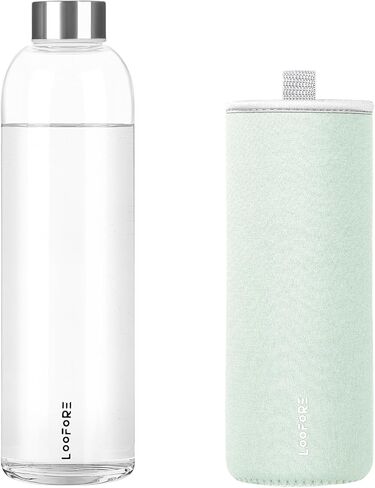 Glass Water Bottles 32 oz, 1 litre Glass Drinking Bottles with Lids, Borosilicate Large Reusable Water Bottle for School Home Office Travel Sport Yoga Gym, 1 Pack in Saudi Arabia