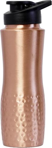 زجاجة مياه نحاسية مع غطاء للشرب - 30.4 أونصة (900 مل) زجاجة نحاسية صلبة نقية 100% لمياه الشرب - زجاجة تامرا جال غير مبطنة من الأيورفيدا للترطيب اليومي والحصانة والعافية in Kuwait