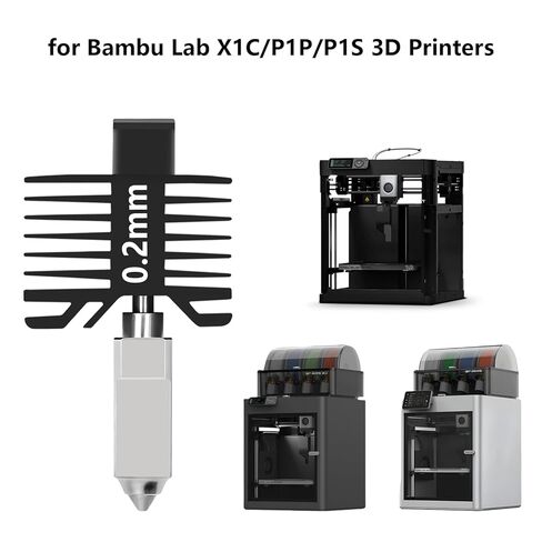 P1P P1S 0.2mm Hardened Steel Hotend, All-Metal Integerted Desige Hot End 320℃ High Temperature Print Head Nozzle Replacement for Bambu Lab X1/X1C/P1S /P1P 3D Printer in Saudi Arabia