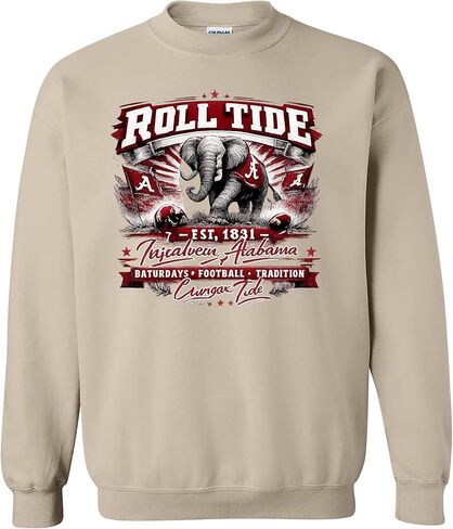 سويت شيرت Roll Tide Game Day، بلوفر بياقة دائرية لكرة القدم الجامعية العتيقة in Kuwait
